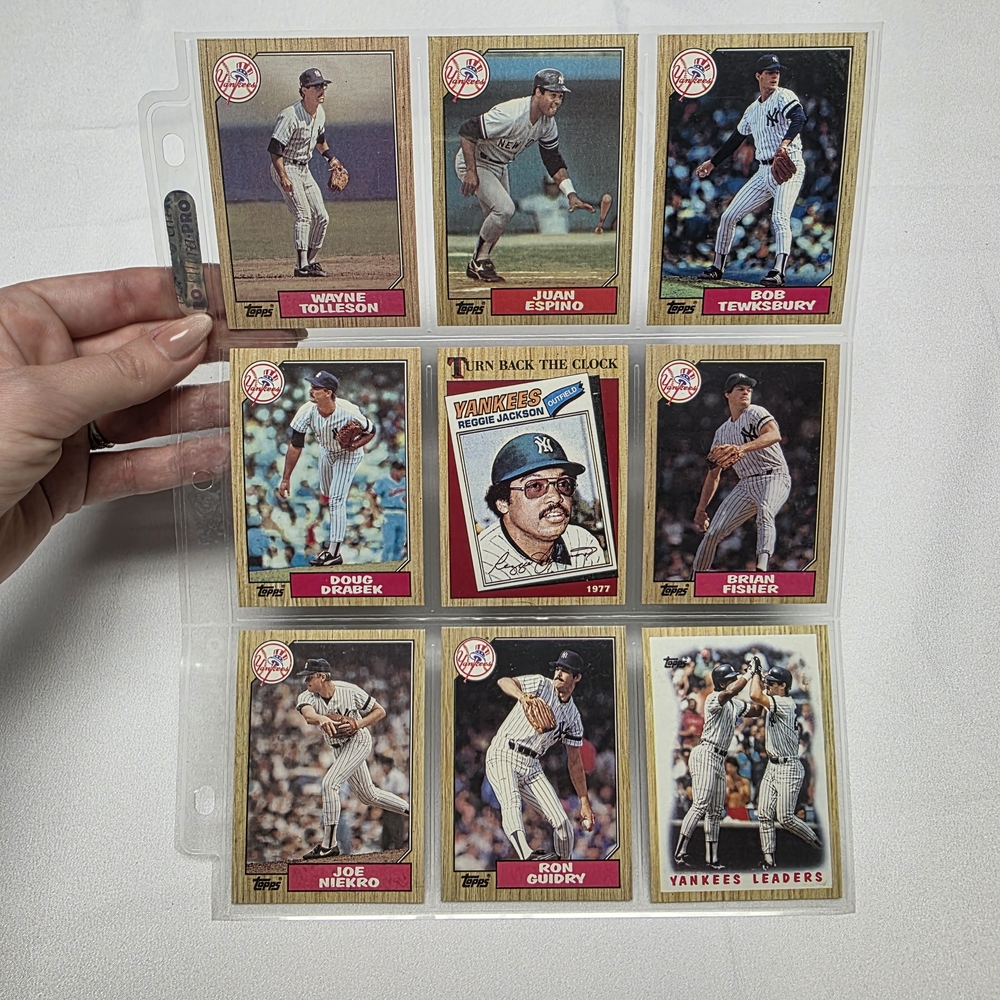 Topps Baseball Card Collection with Red and Blue Accents